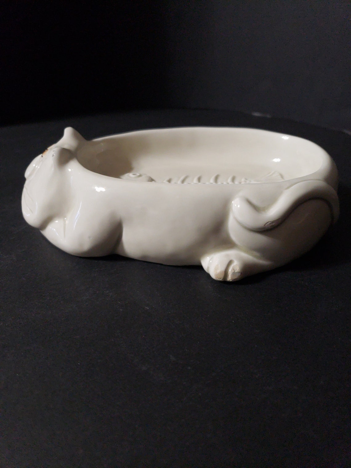 Fitz and Floyd Cat Nap Soap Dish 1977 Vintage Glazed Ceramic Sleeping