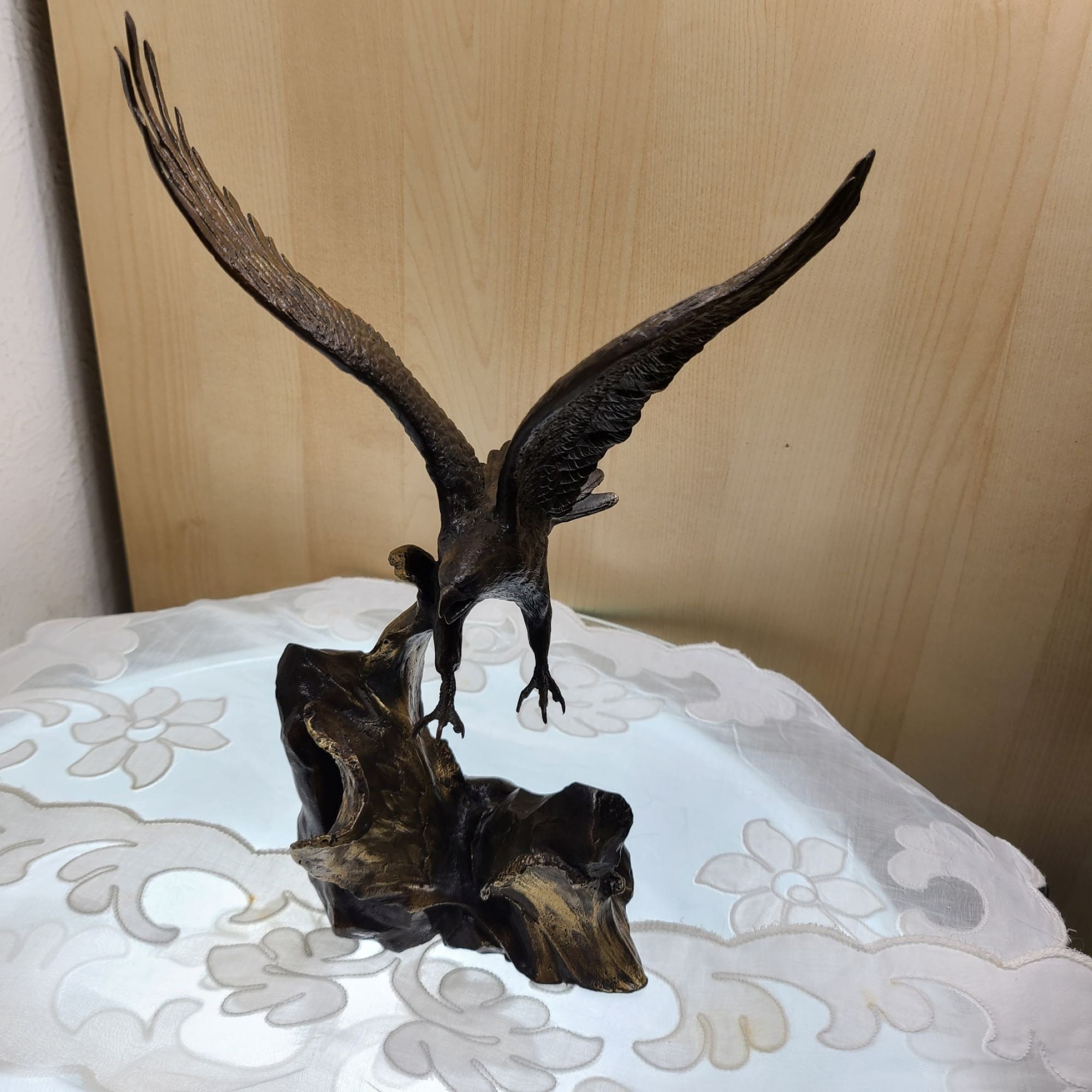 Bronzed Eagle Sculpture wings of Glory by Ronald Van Ruyckevelt Signed