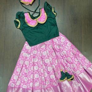 Custom made beautiful pattu pavadai for girls