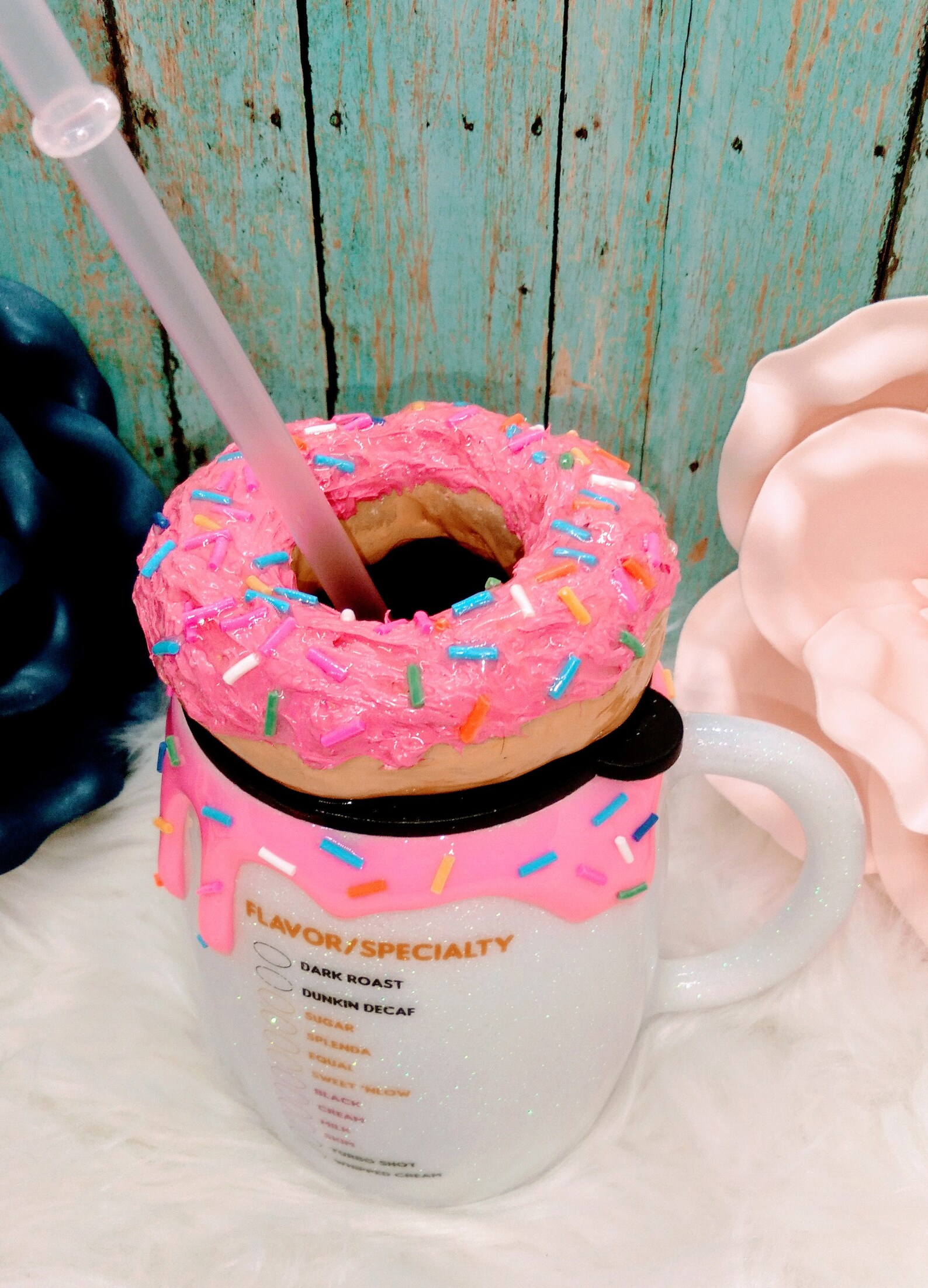 She Wants the D Dunkin Donuts Tumbler With 3D Donut and Sprinkles and Glitter Etsy