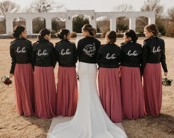 Custom Leather Jacket Wedding Bride Bridesmaid Hand Painted