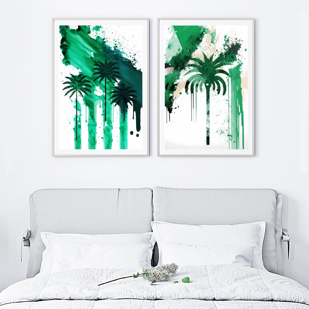 Digital Download Pack - Green Palm Tree Art- 2 -PACK SET- PRINTABLE ...