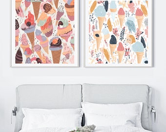 Digital Download Pack - Sundae Funday - 2 -PACK SET - PRINTABLE - Ice Cream Wall Art, Ice Cream, Colorful Nursery Art, Playroom Wall Decor