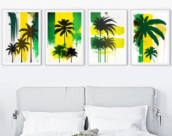 Digital Download Pack -Tropical Art- 4 -PACK SET- PRINTABLE - Palm Tree Art, Palm Tree Print, Palm Tree Wall Art, Tropical Wall Art