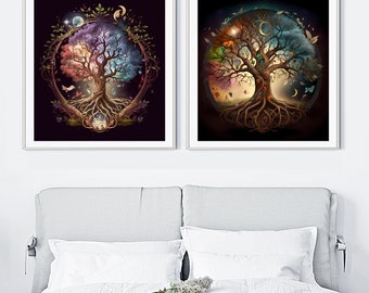 Digital Download Pack - Magical Tree -Double-PACK SET-PRINTABLE- Fantasy Wall Art, Fantasy Art, Digital Art Print
