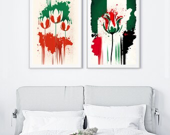 Digital Download Pack- Abstract Tulips Print -2-PACK SET-PRINTABLE- Abstract Flowers Art, Tulip Flower, Floral Art, Tulip Wall Art