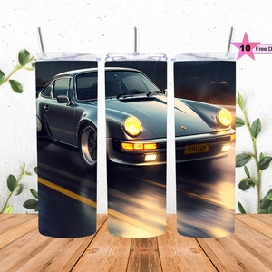 Porsche 911, 20 oz Skinny Tumbler Sublimation Design, Straight & Tapered Tumbler Wrap, Instant Digital Download PNG