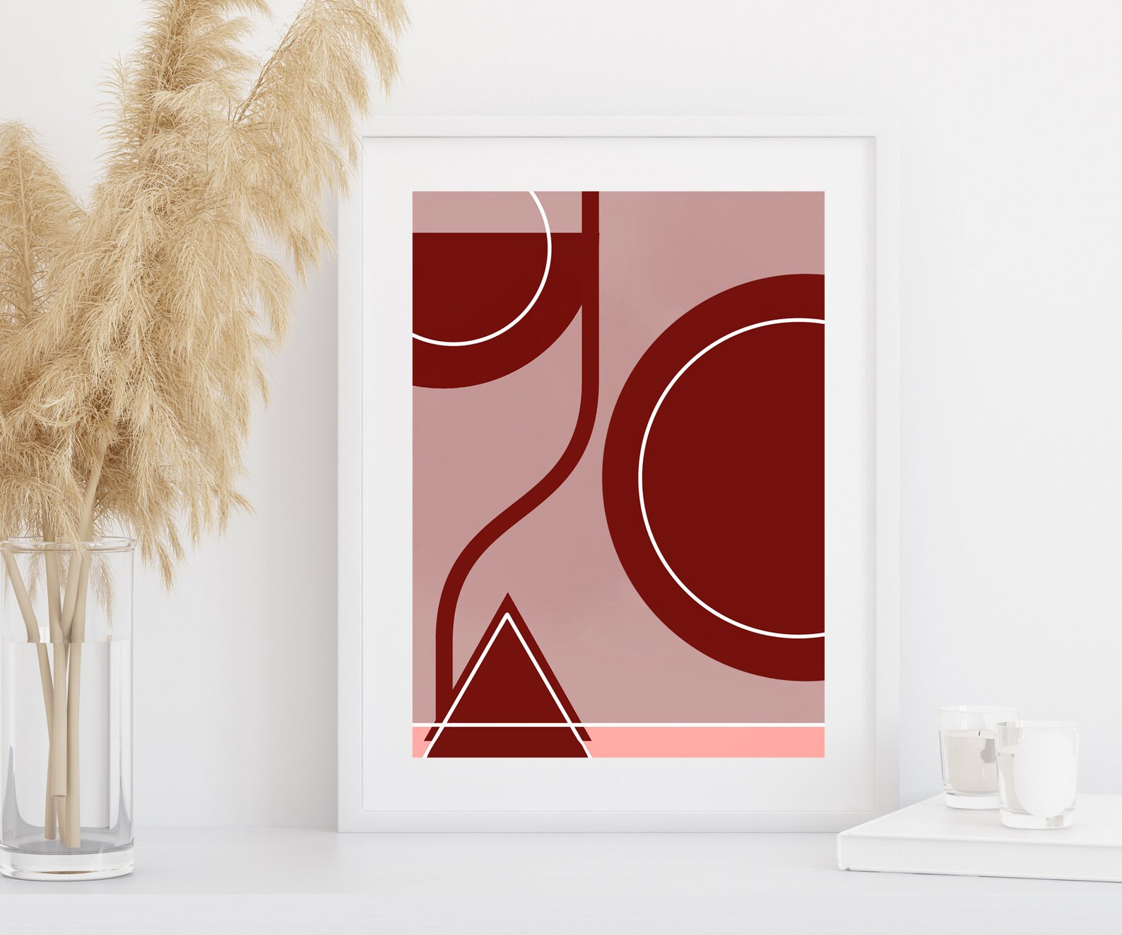 Mauve Abstract Wall Art Geometric Wall Printable Art Mid Etsy
