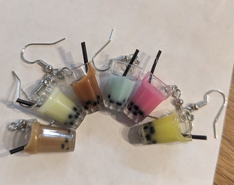 Pendientes de té de burbujas Boba