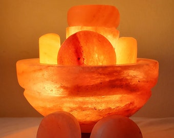 Our new 'SPA line' Himalayan Salt bowl + finished Salt Stones for Professional Massage - Pink - NOT massage balls