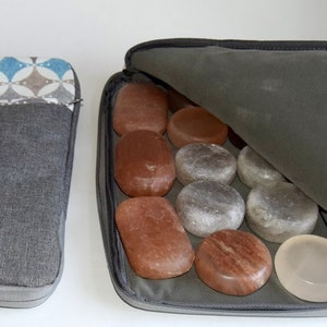 Large Heated Travel Bag + 12 professionally finished massage salt stones