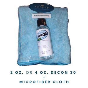 May include: A blue microfiber cloth and a clear bottle of Decon 30 cleaner, labelled "Salt Stone Cleaning", with the text "2 OZ. OR 4 OZ. DECON 30 + MICROFIBER CLOTH" below.
