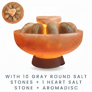 11 Himalayan salt massage stones in our LARGE Himalayan Salt Bowl with Aromadisc for essential oil diffusion - for the professional MT