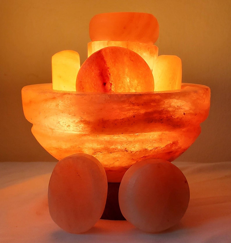 Our new 'SPA line' Himalayan Salt bowl finished Salt Stones for Professional Massage Pink NOT massage balls image 1