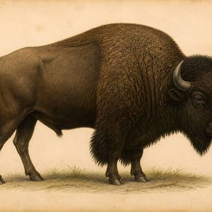 Utskrivbar väggkonst med amerikansk bison, vintage djurtryck, hjortdekor, direktnedladdning