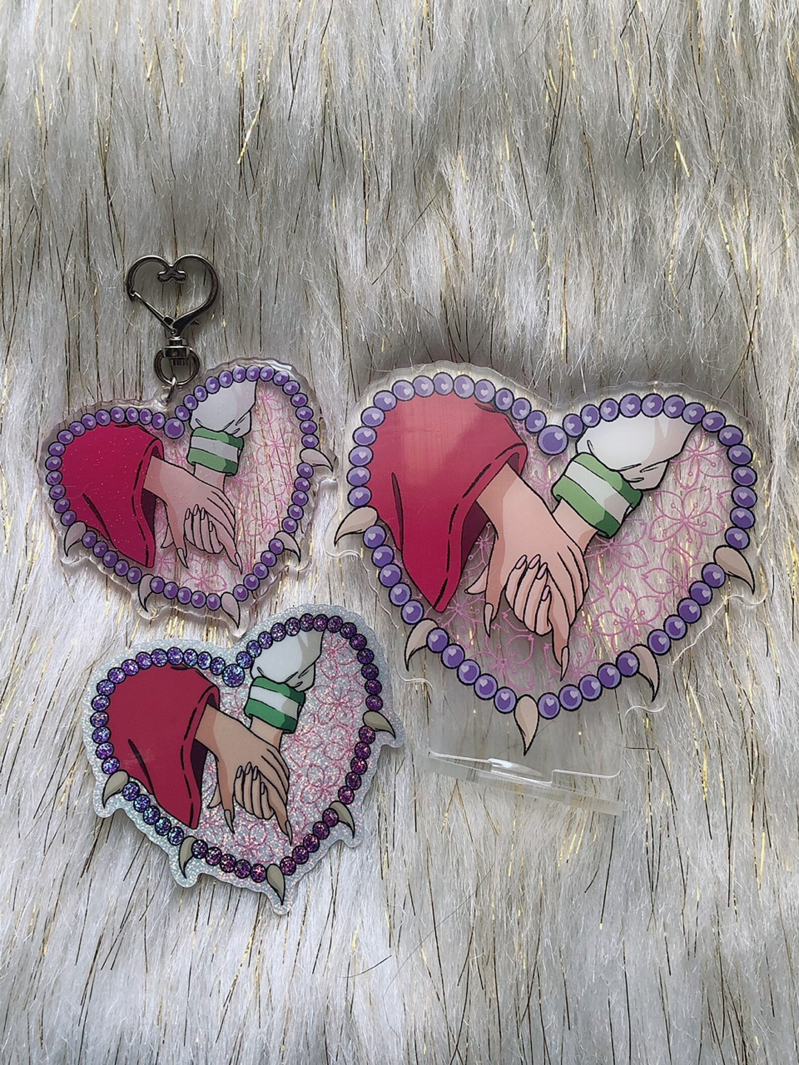 Anime Keychain Anime Couple Charm Bag Charm Glitter Etsy