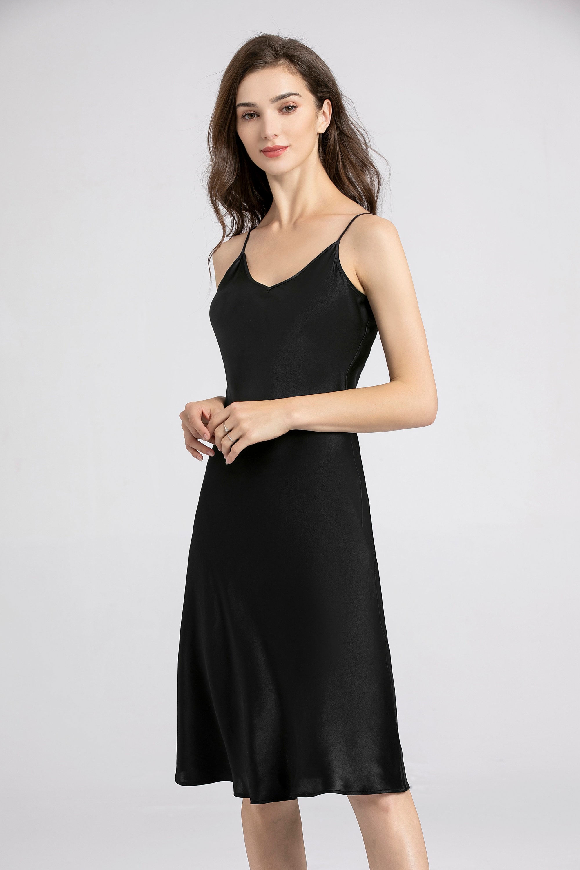 Silk Slip Dress 100 Silk Charmeuse Bias Cut Slip Midi Length Etsy