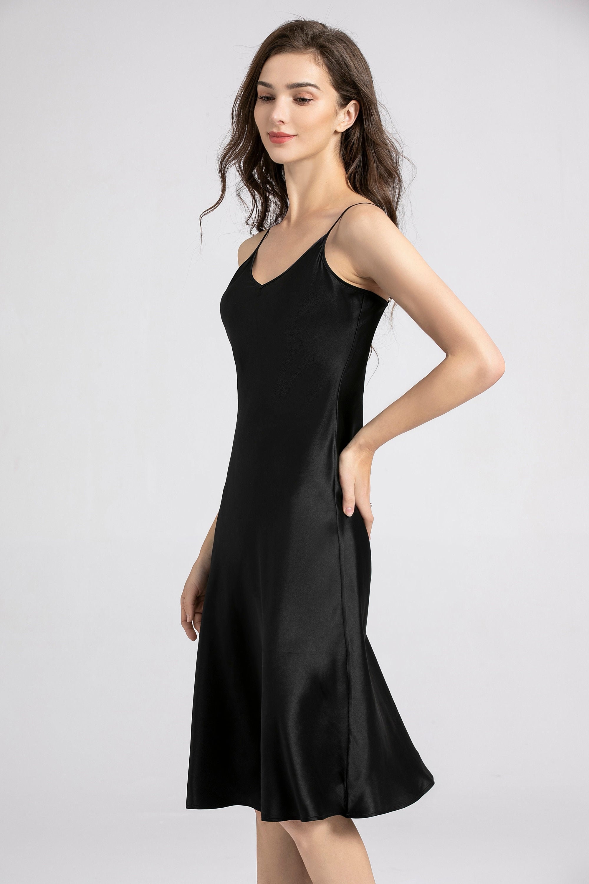 Silk Slip Dress 100 Silk Charmeuse Bias Cut Slip Midi Length Etsy