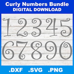 Números encaracolados SVG, números caprichosos, números extravagantes, números de mesa de casamento, números cricut, clipart de números, download de números