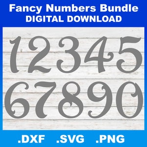 Fancy Numbers SVG, DXF-silhouetbestanden, Cricut-bestanden, Cijfers PNG, Cijfers Clipart, Cijfers downloaden