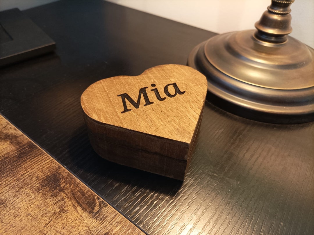 Personalised Rustic Wooden Heart Box, Jewellery Box, Keepsake Box ...