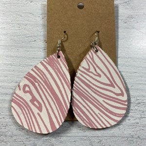 Pink and White Spiral Earrings