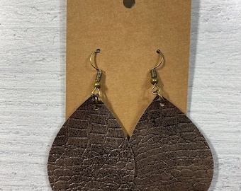 Handmade Faux Leather Bronze Earrings
