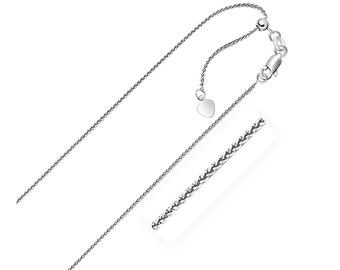 14k White Gold Adjustable Wheat Chain 1 