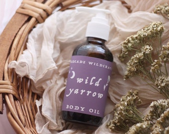 Yarrow Infused Oil, Organic Herbal Treatment for Dry Skin, Womb Massage, Facial Cleansing, Hair, Body, Self Care Gift, Essential Oil Free