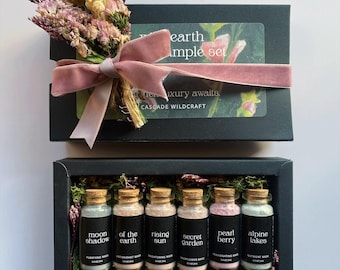 Organic Face Mask Gift Set | Sample Size Powdered Herbal Masks in Corked Glass Vials | Natural Skincare Ritual