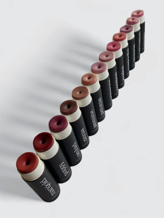 Tallow Lip Cheek Tint | Organic Mineral Makeup Balm | Botanical Red Lipstick (Unscented)