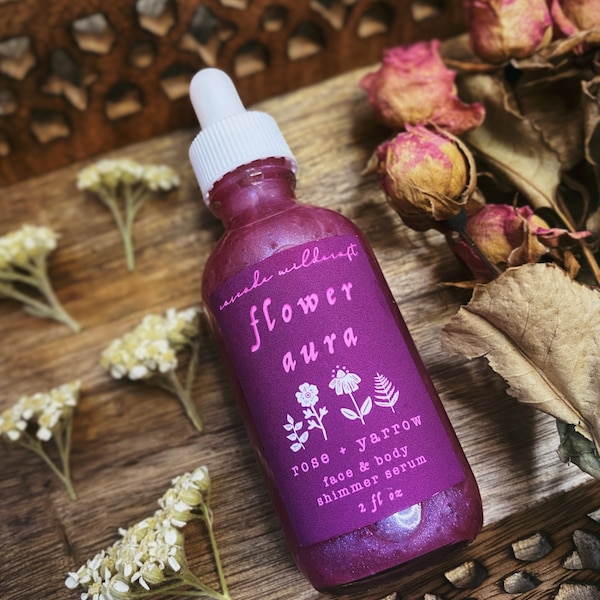 Aceite Rose Shimmer: suero facial y corporal con infusión de plantas silvestres