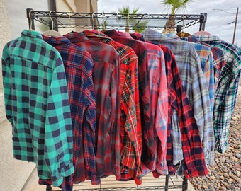 You Pick LARGE Flannels, Thrifted Large Flannel Shirts, Vintage Large Flannel Shirts, Women's Flannel Shirts, Shirts For Upcycling
