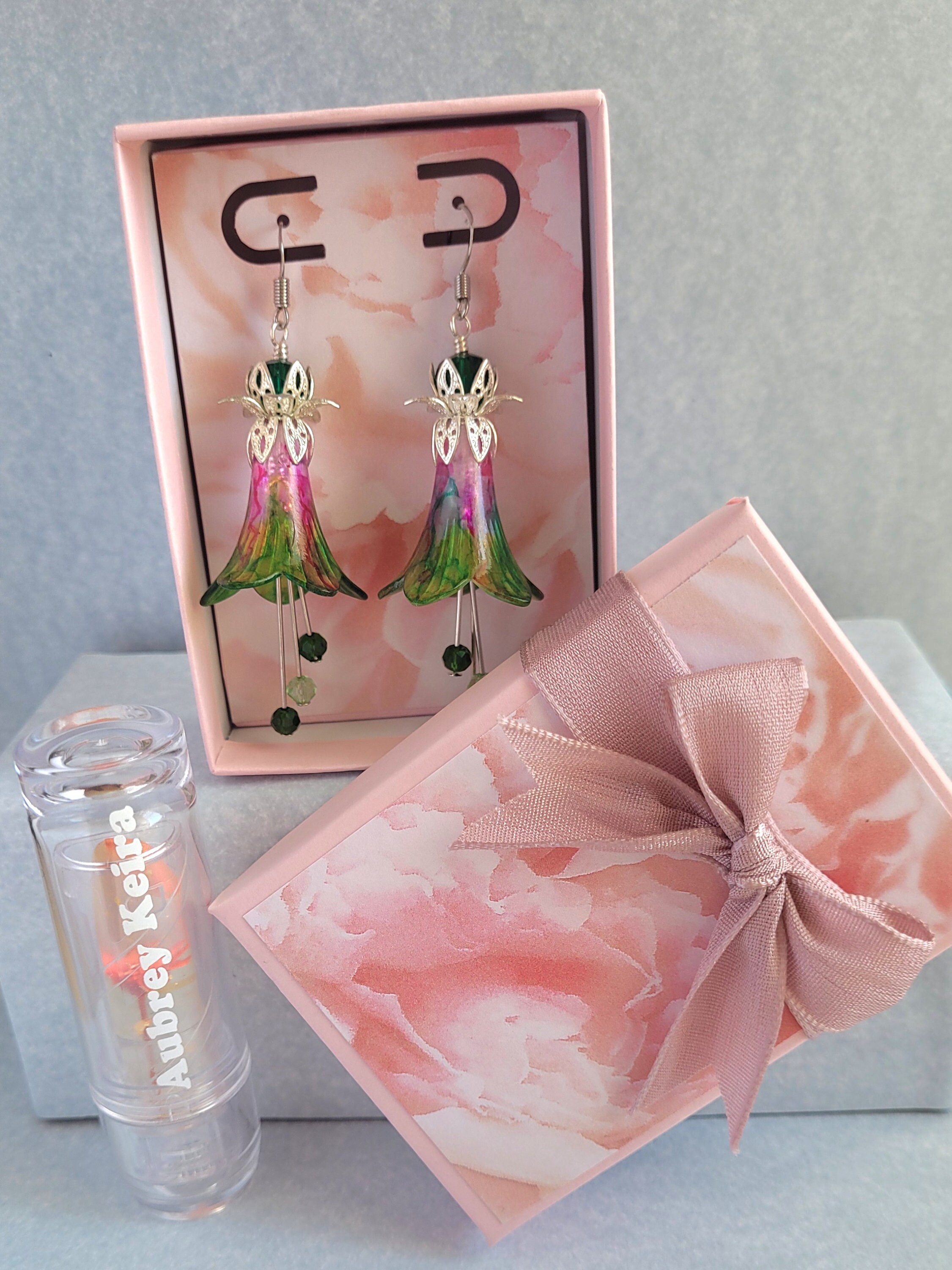 Tea Iris, Hand Painted Earrings, Hand Painted Flower Earrings, Boho