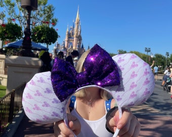 Purple Mickey Balloon Inspired Ears | Purple Sequin Bow | Disney Inspired Ears | Adult | Children Mouse Ears