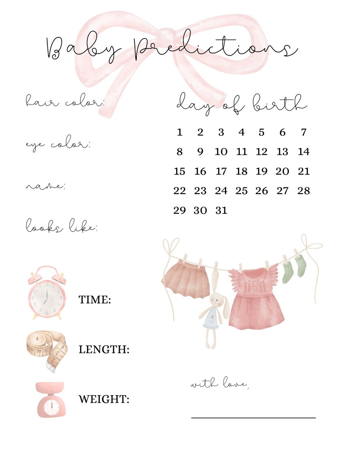 Baby Prediction Printable - Etsy