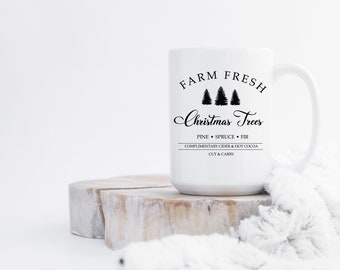 Farm Fresh Tree Fir Vintage Christmas Mug, Christmas 2021 Gift Mug, Christmas Mug, Christmas Humor Mug, Funny Christmas Mug ,