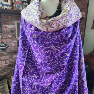 Yak Wool Shawl, Chunky Scarf, Throw Blanket, Paisley & Floral prints reversible handloom Soft Wool Shawl, Soft oversized outfit. image 2