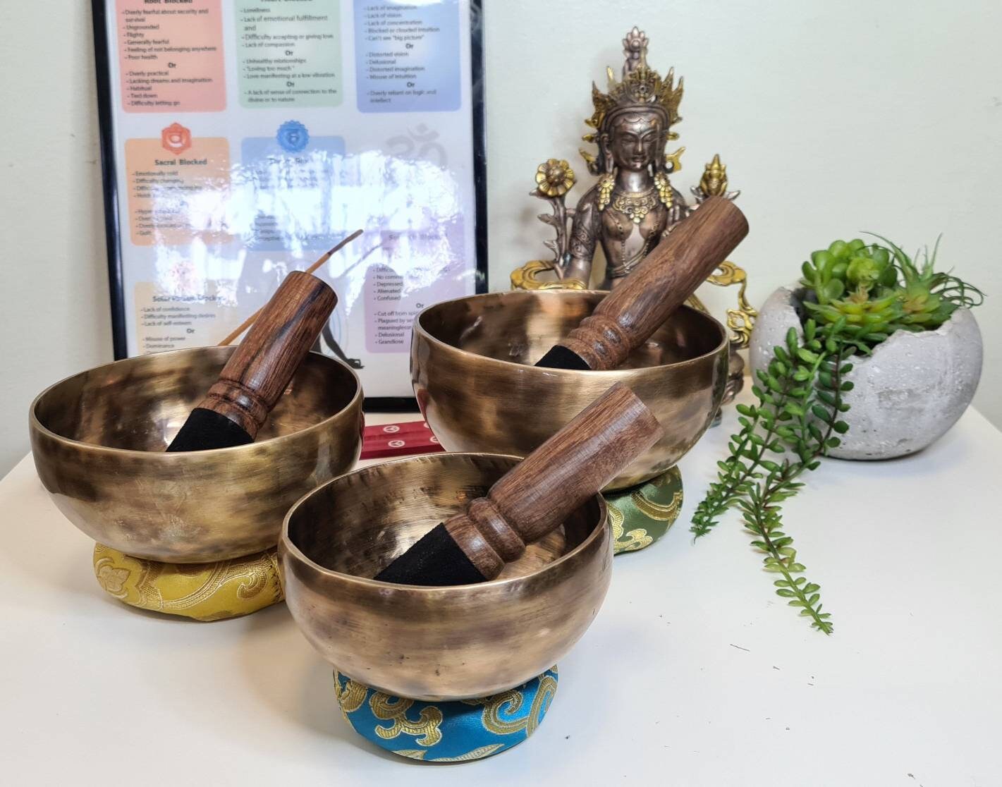 Singing bowls set with Mallet & Cushion. Handmade 7 metal Etsy