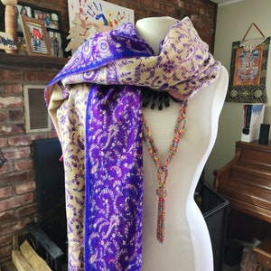 Yak Wool Shawl, Chunky Scarf, Throw Blanket, Paisley & Floral prints reversible handloom Soft Wool Shawl, Soft oversized outfit. image 10