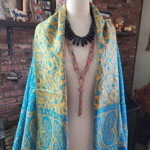 Yak Wool Shawl, Chunky Scarf, Throw Blanket, Paisley & Floral prints reversible handloom Soft Wool Shawl, Soft oversized outfit.