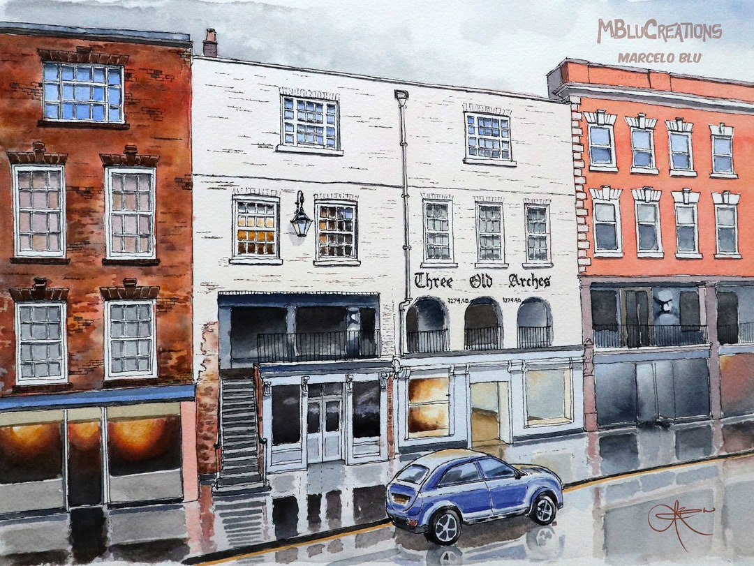 Chester Rows Drawing Chester Rows Arches Old Buildings England Architecture - Etsy Canada