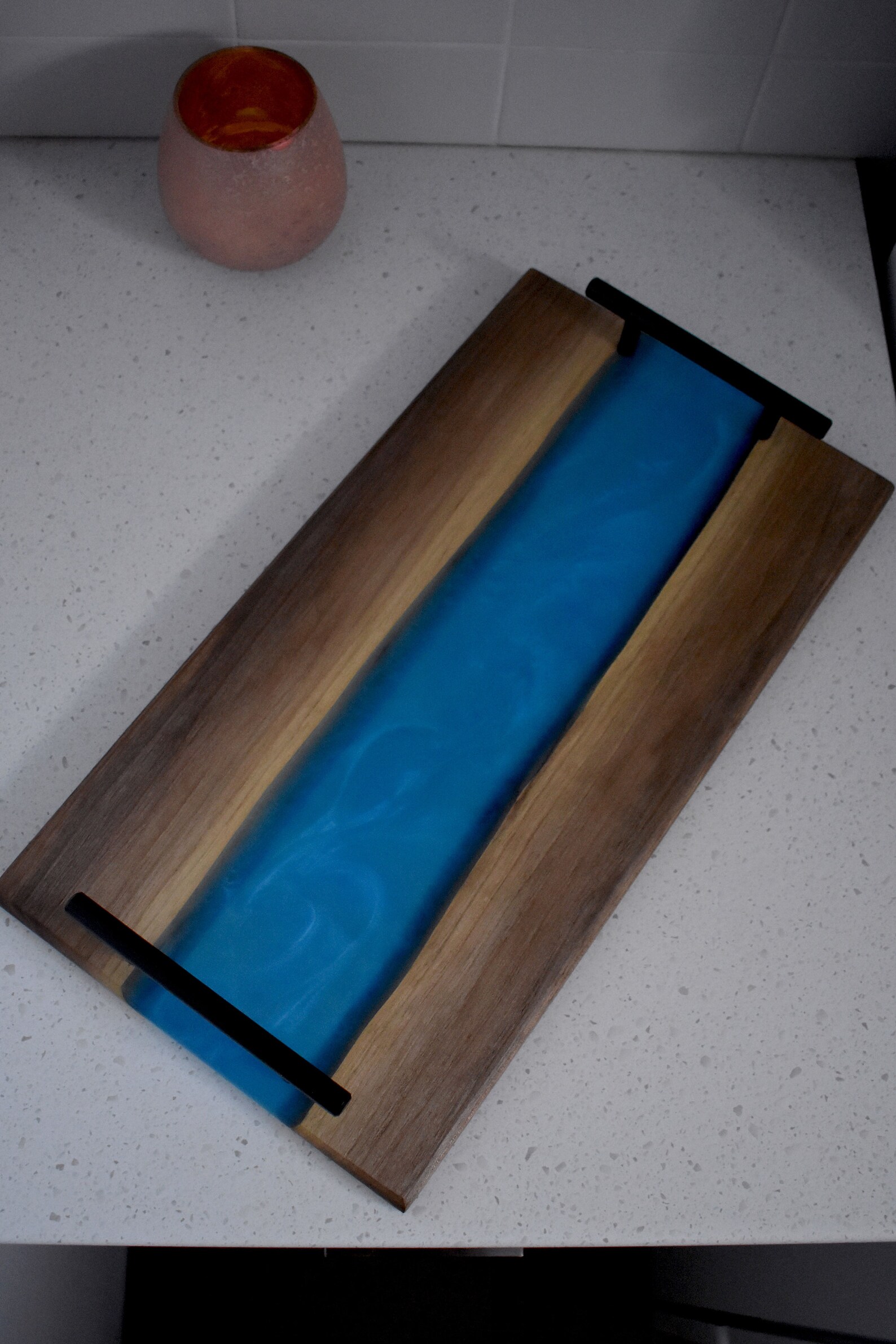 Black walnut serving tray with epoxy river massive wood / Etsy