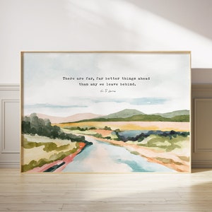 C S Lewis Quote Watercolor Landscape Art Print: Christian Scripture