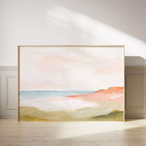 Abstract Landscape art print, Ocean beach landscape wall art, Large size canvas art print, peaceful landscape "Stillness Space"