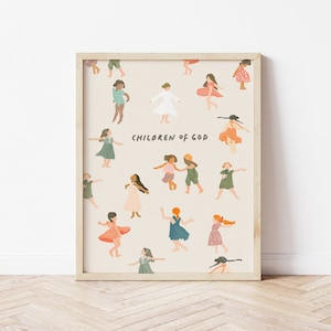 Children of God Art Print: Neutral Watercolor Nursery Decor