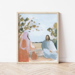 Jesus and Samaritan Woman Art Print: Christian Home Decor