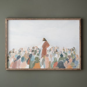 Jesus teaching acrylic painting art print, Jesus sermon, Christian art gift for church leaders, pastors, Christmas gift, Christian wall art