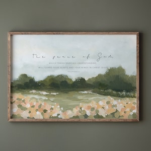 Scripture Landscape Art Print: Christian Canvas Painting &quot;His Peace&quot;