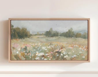 Christian Wall Art Peaceful Wildflower Landscape: Matthew 6 Faith-inspired Art Print